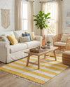 Tassel Trail Collection Area Rug - Pathway (Yellow and Ivory) Rectangle Yellow and Ivory  lifestyle 3