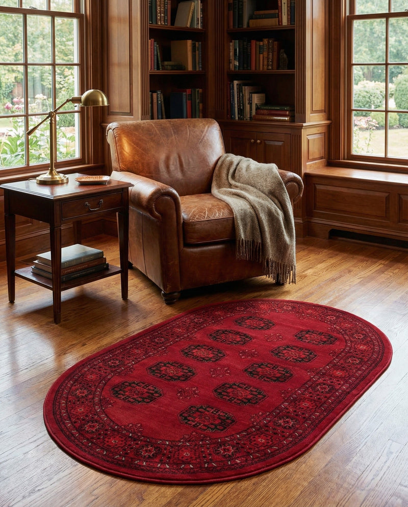 Samarkand Elegance Collection Area Rug -  Fergana Oval Red  lifestyle 68