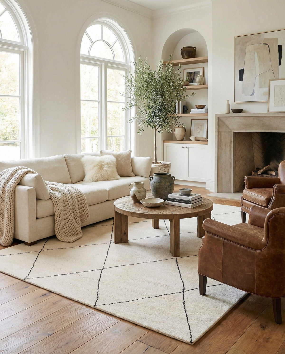 Zouina Berber Wool Collection Area Rug - Atlas Rectangle Ivory and Black  lifestyle 6