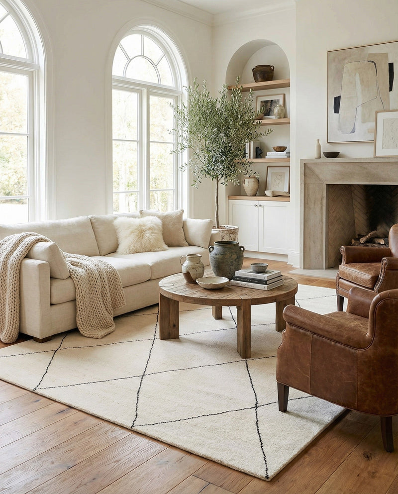Zouina Berber Wool Collection Area Rug - Atlas Rectangle Ivory and Black  lifestyle 6
