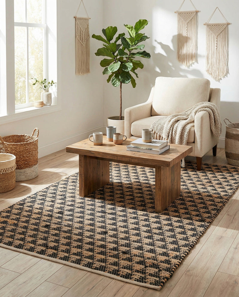Osian Looms Collection Area Rug - Mumbai Rectangle Black  lifestyle 37