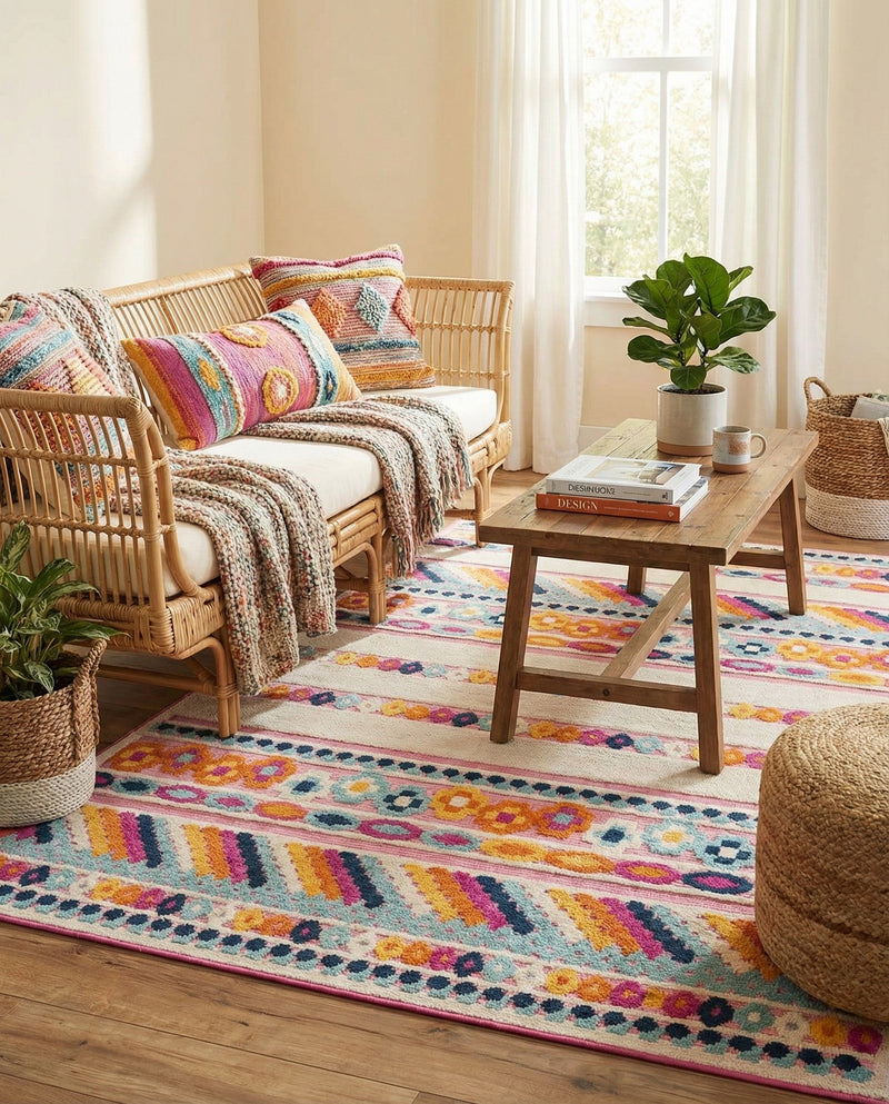 Bahama Breeze Outdoor Collection Area Rug -  Bimini Rectangle Pink  lifestyle 24