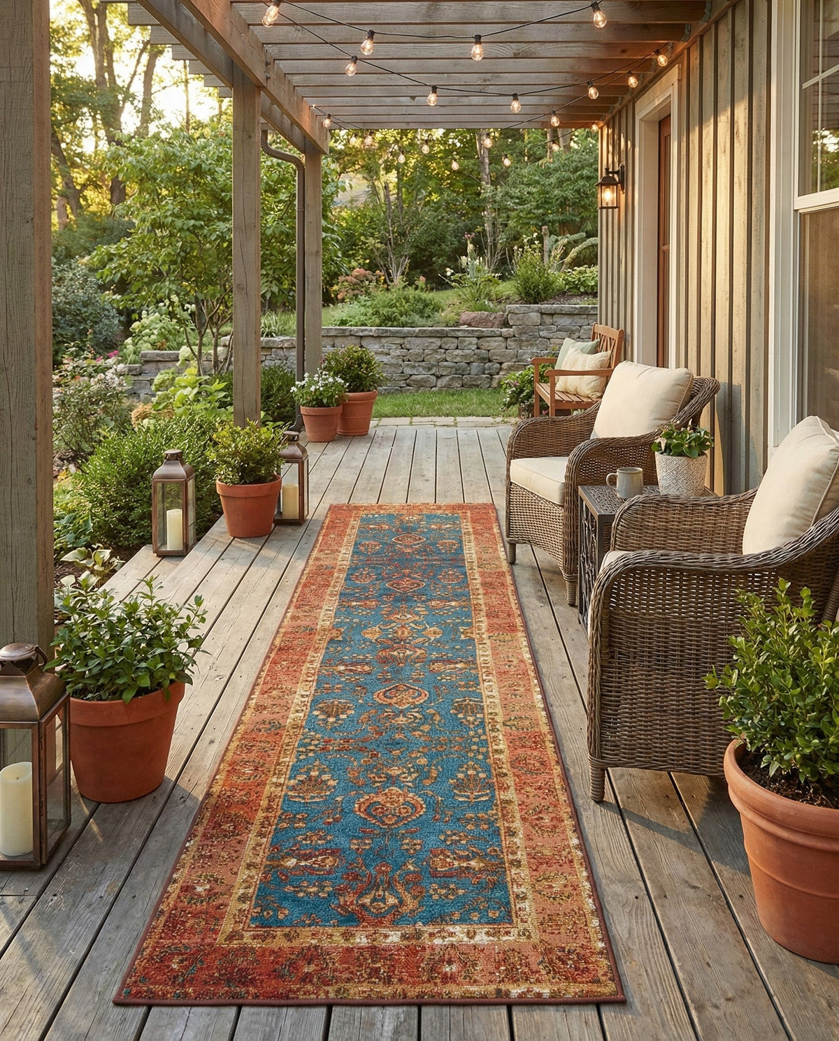 Patio Heritage Collection Area Rug -  Pavilion Runner Navy Blue  lifestyle 51