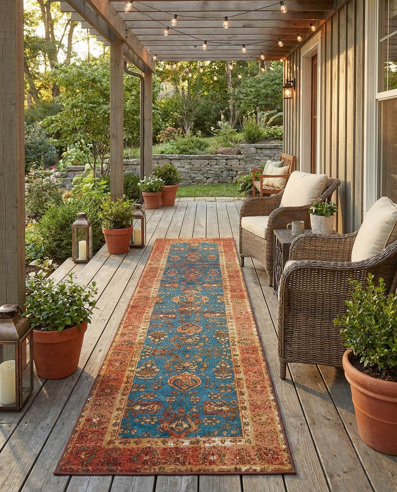 Patio Heritage Collection Area Rug -  Pavilion Runner Navy Blue  lifestyle 51