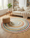 Outdoor Marrakesh Collection Area Rug -  Ouarzazate Round Multi Beige  lifestyle 77