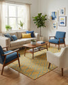 Urban Oasis Rugs Collection Area Rug -  Boulevard (Yellow and Aqua) Rectangle Yellow and Aqua  lifestyle 15