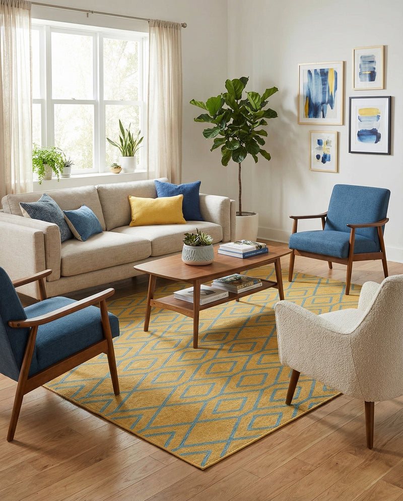 Urban Oasis Rugs Collection Area Rug -  Boulevard (Yellow and Aqua) Rectangle Yellow and Aqua  lifestyle 15