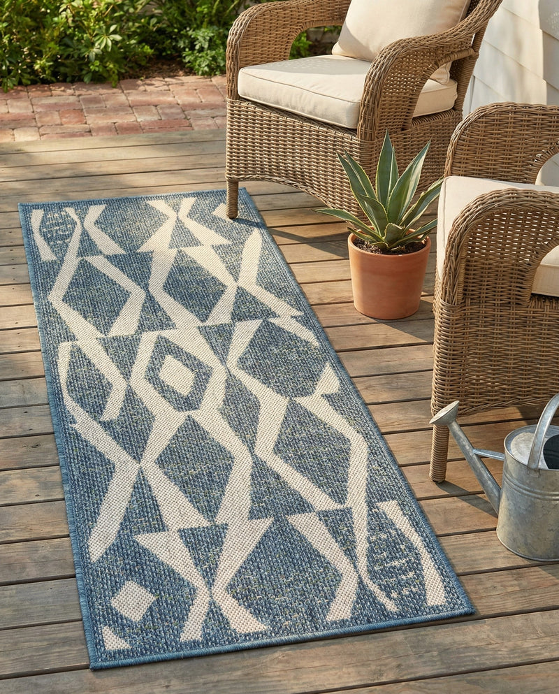 Coastal Terrace Collection Area Rug -  Tidepool Runner Blue  lifestyle 54