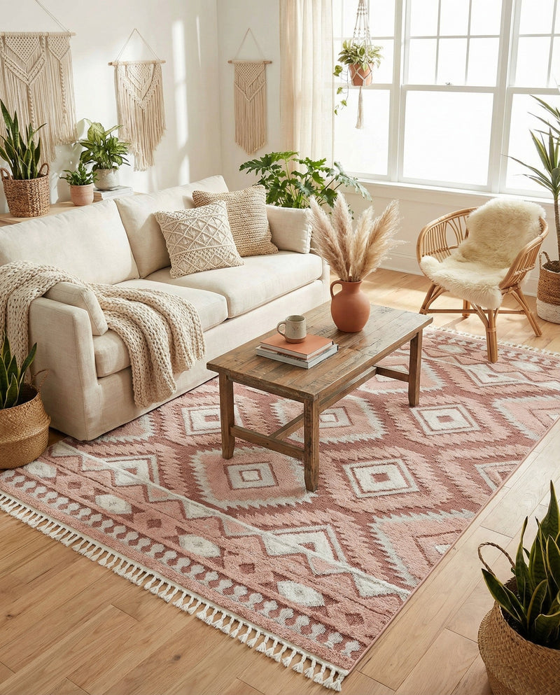 Sahara Chic Collection Area Rug -  Fez Rectangle Pink  lifestyle 13