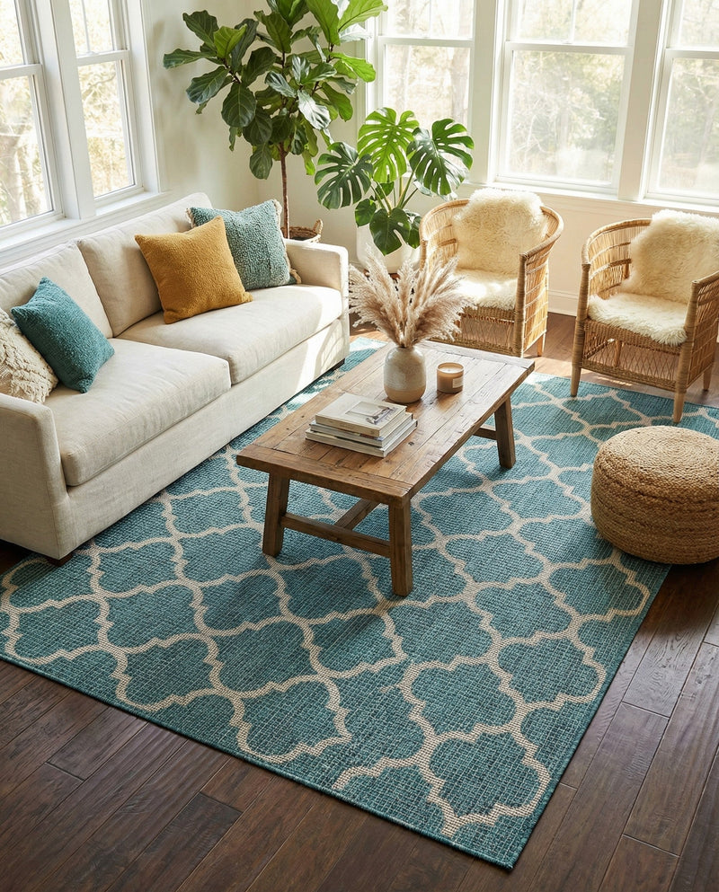 Savannah Pergola Collection Area Rug - Arbor (Teal) Rectangle Teal  lifestyle 30