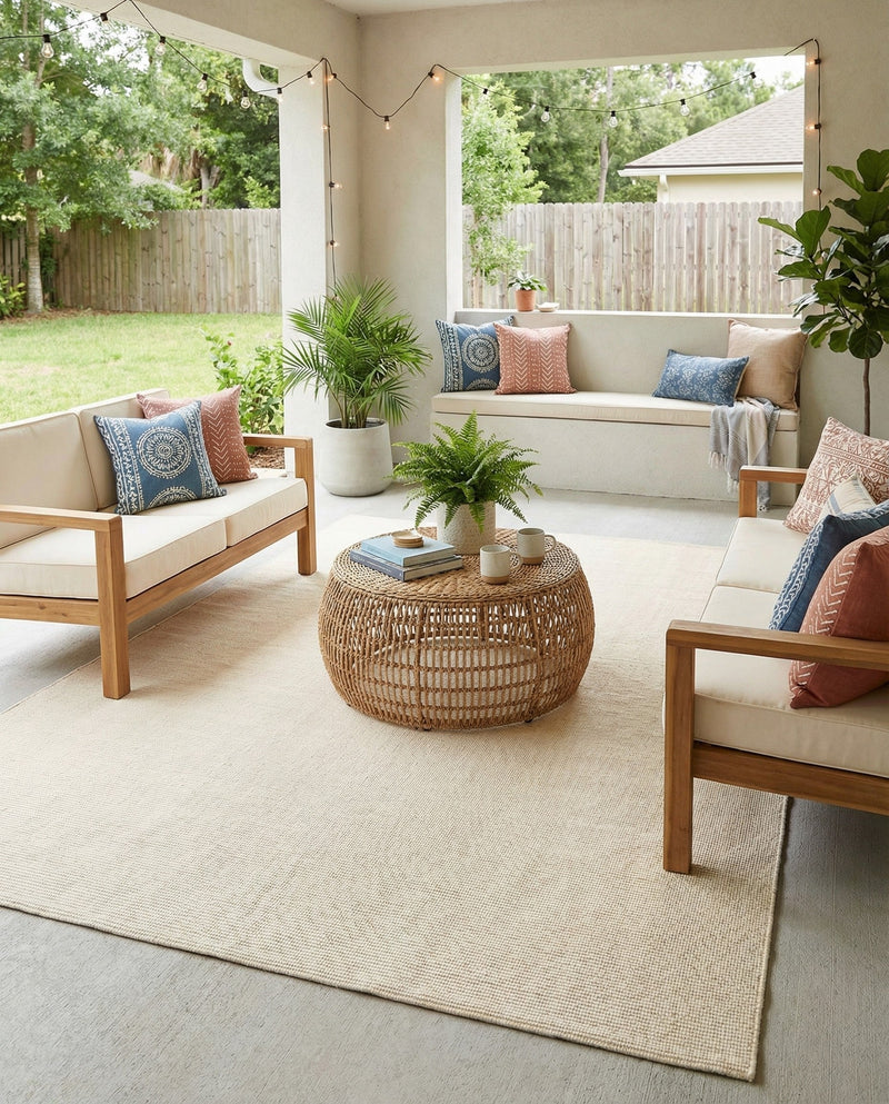 Jill Zarin Sedona Oasis Outdoor Collection Area Rug - Coconino (Pebble Stones) Rectangle Pebble Stones  lifestyle 13