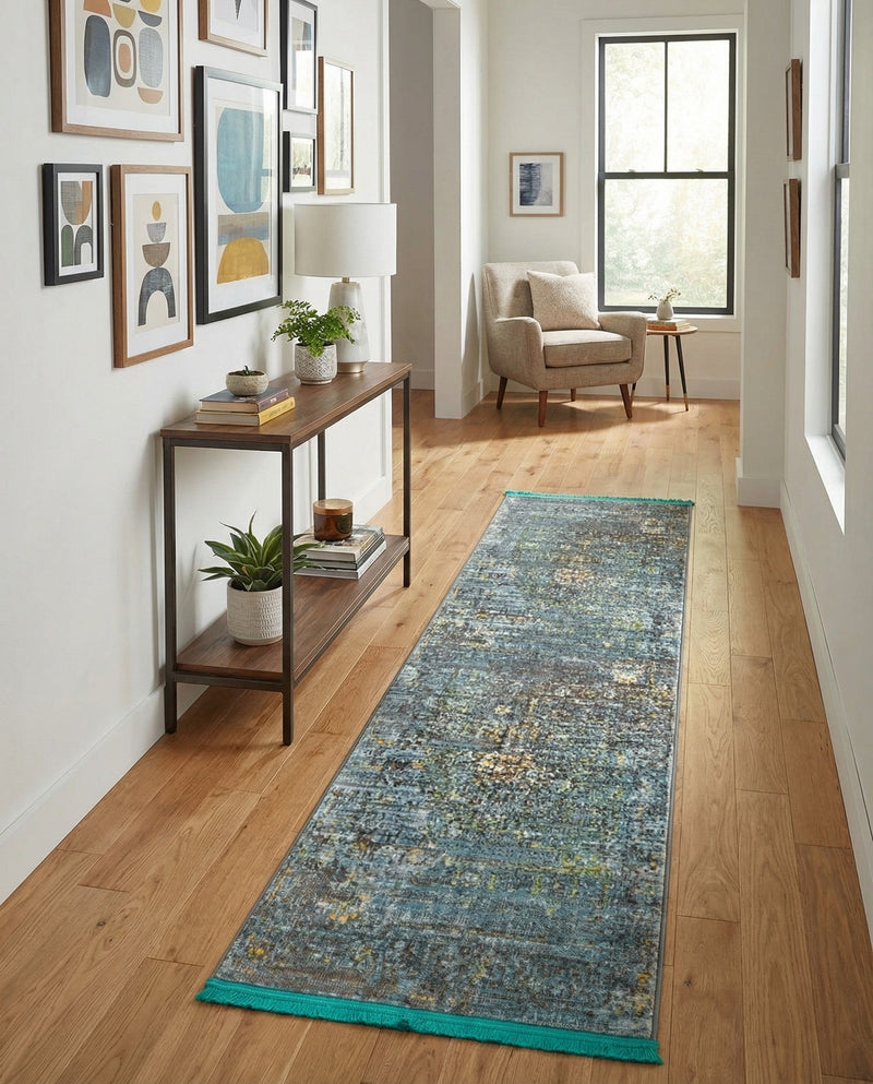 Caribbean Breeze Collection Area Rug -  Martinique Runner Turquoise  lifestyle 47