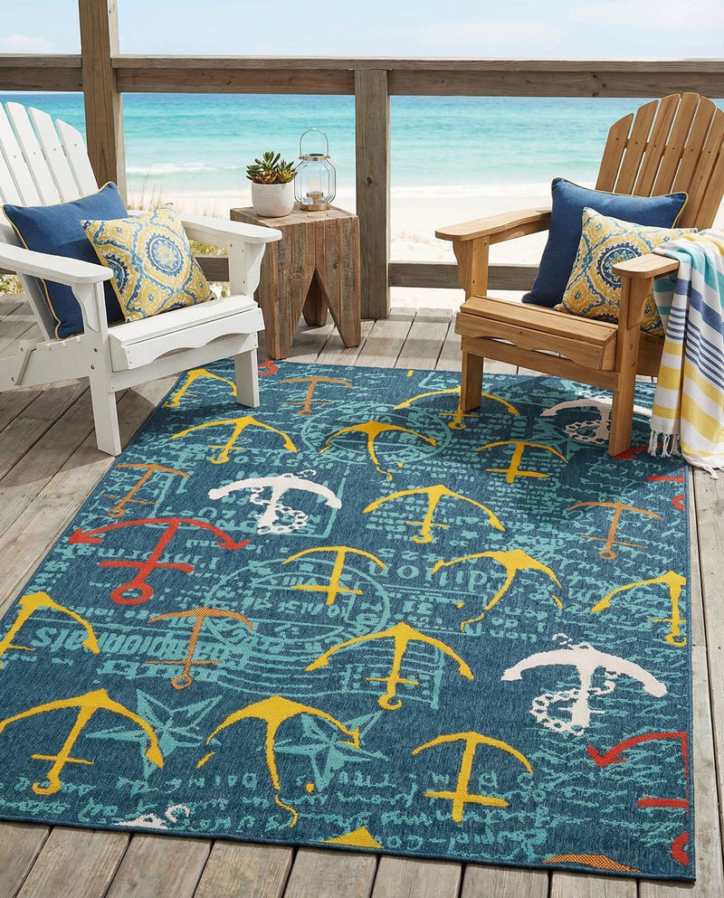 Seaside Haven Rugs Collection Area Rug -  Lighthouse Rectangle Navy Blue  lifestyle 15