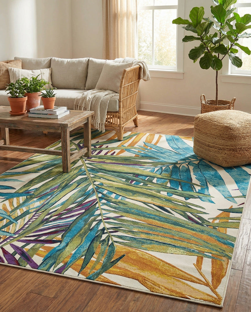 Seaside Blooms Collection Area Rug -  Arcadia Rectangle Multi  lifestyle 21
