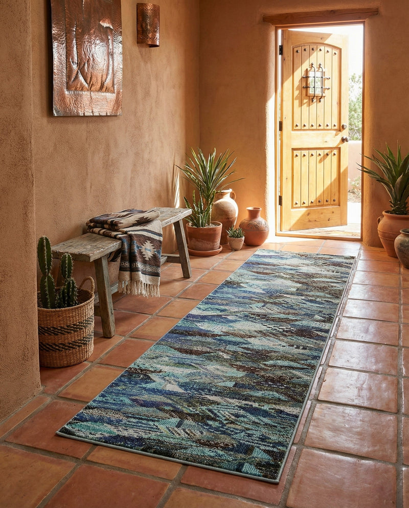 Sedona Vista Collection Area Rug -  Yucca Runner Blue  lifestyle 63