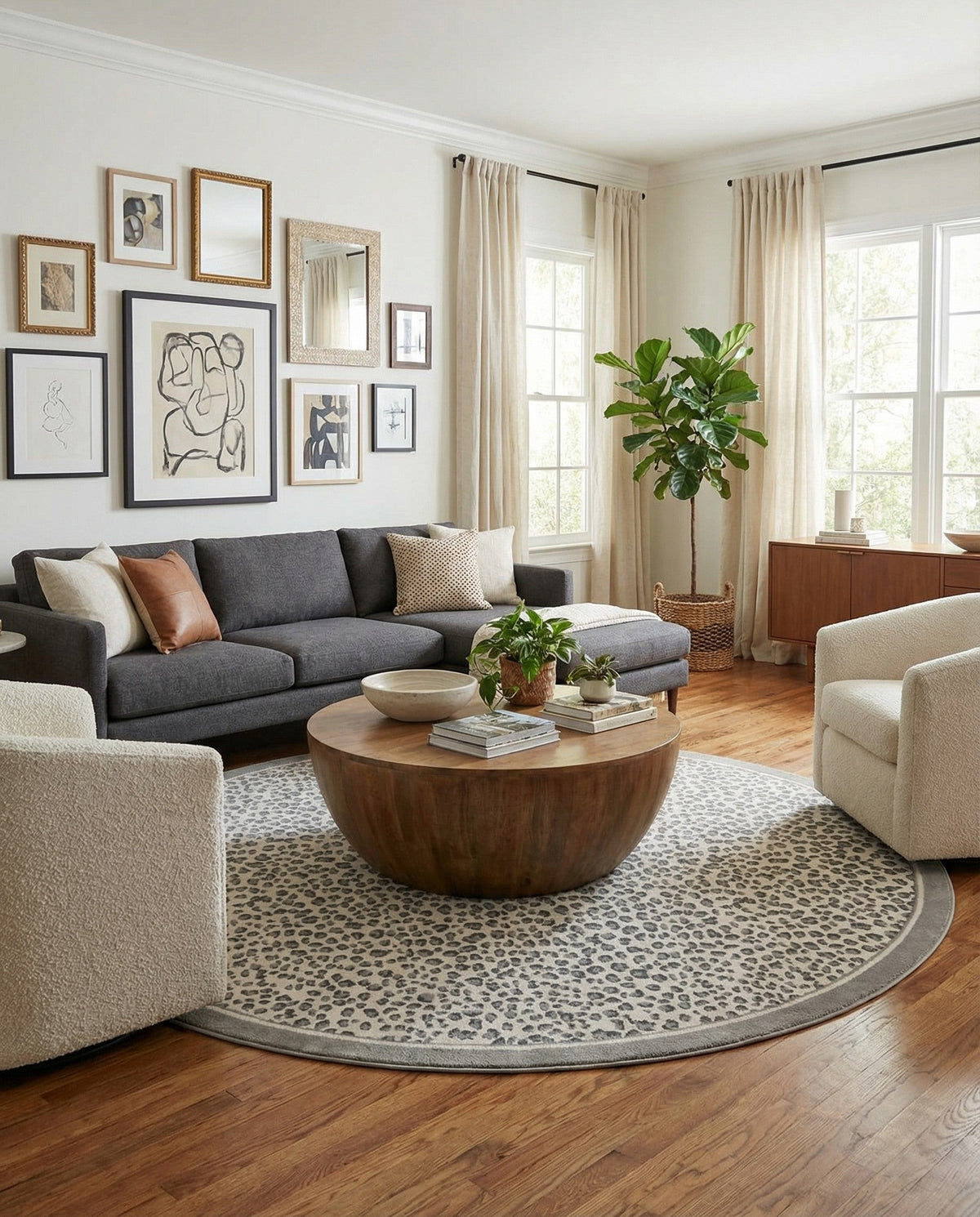 Savannah Sojourn Collection Area Rug - Serengeti Round Gray  lifestyle 148