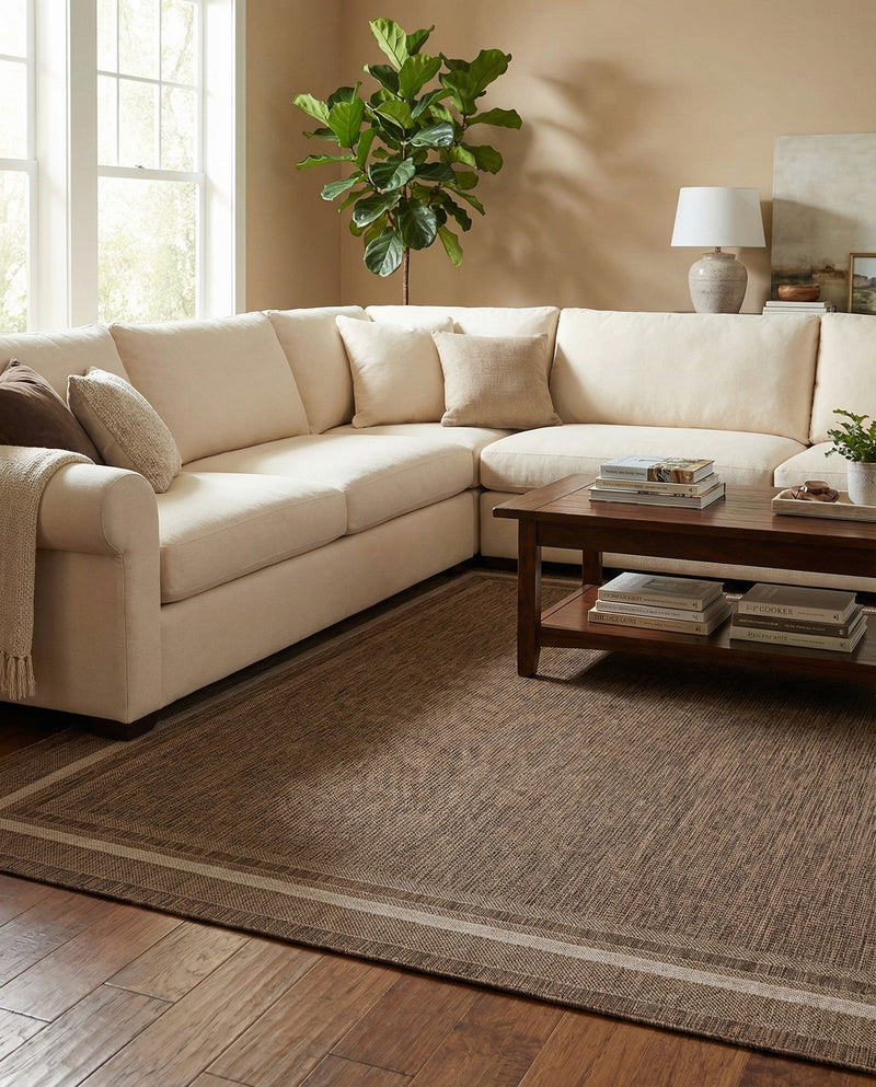Terrace Fringe Collection Area Rug - Veranda (Brown) Rectangle Brown  lifestyle 25