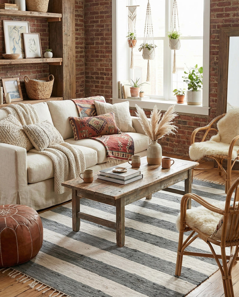 Tassel Trail Collection Area Rug - Pathway (Gray) Rectangle Gray  lifestyle 9