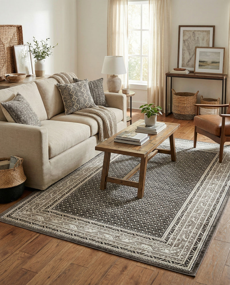 Soho Elegance Collection Area Rug -  Mercer (Gray) Rectangle Gray  lifestyle 13