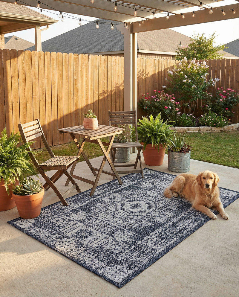 Patio Heritage Collection Area Rug - Savannah (Charcoal Gray) Rectangle Charcoal Gray  lifestyle 18