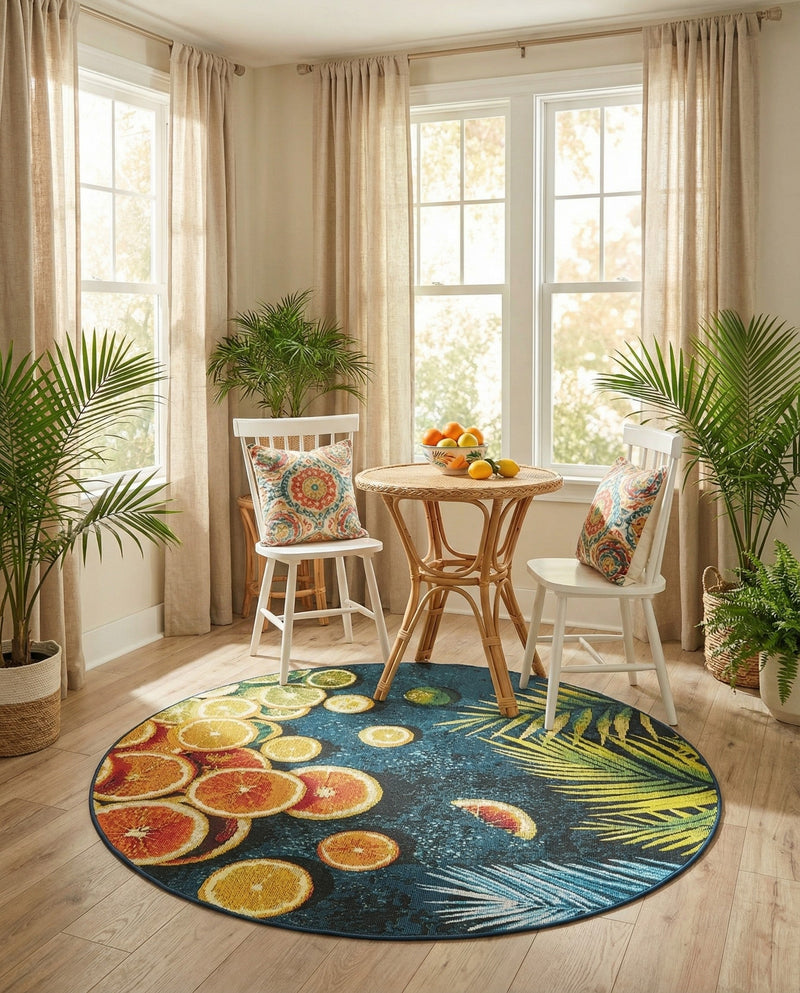 Seaside Haven Rugs Collection Area Rug -  Dunes Round Multi  lifestyle 65