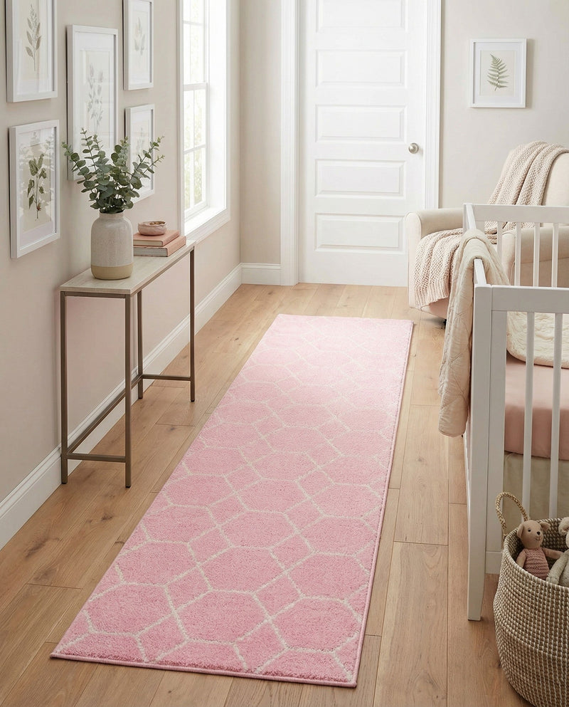 Trellis Mosaic Collection Area Rug - Arborville (Light Pink) Runner Light Pink  lifestyle 31