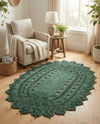Woven Seaside Jute Collection Area Rug - Coastalhaven (Hunter Green) Oval Hunter Green  lifestyle 27