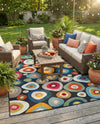 Outdoor Marrakesh Collection Area Rug -  Chefchaouen Rectangle Multi Black  lifestyle 48