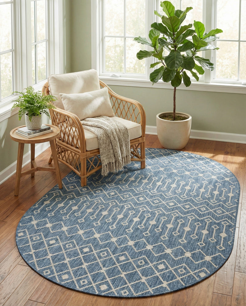 Savannah Pergola Collection Area Rug -  Pergola (Blue) Oval Blue  lifestyle 41
