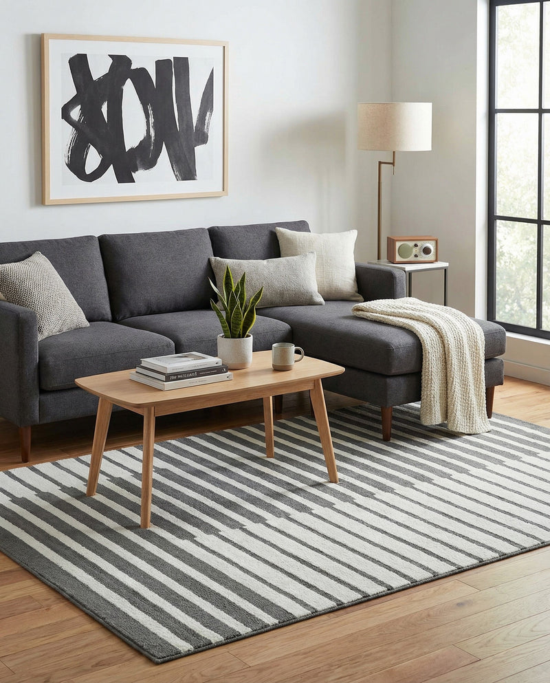 Copenhagen Edge Collection Area Rug -  Vesterbro Rectangle Gray  lifestyle 25