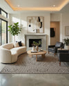 Urban Terrace Collection Area Rug -  Uptown Square Black and White  lifestyle 75