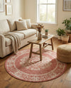 Patio Heritage Collection Area Rug - Savannah (Rust Red) Round Rust Red  lifestyle 51