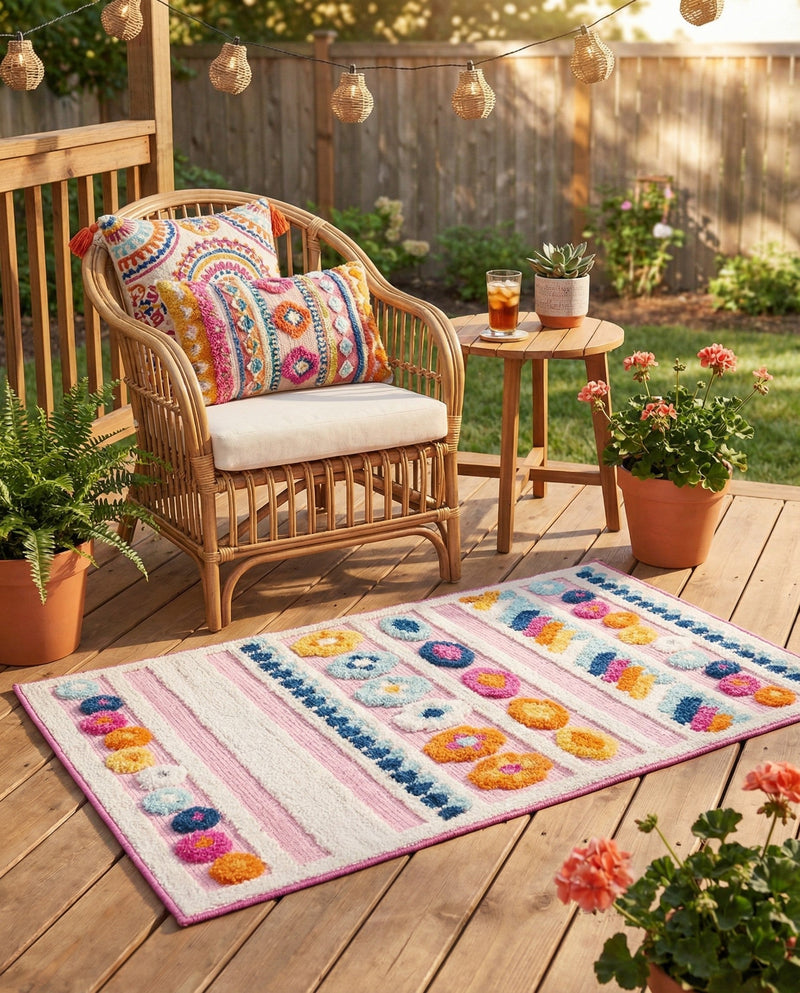 Bahama Breeze Outdoor Collection Area Rug -  Bimini Rectangle Pink  lifestyle 51