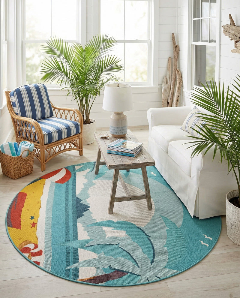 Seaside Haven Rugs Collection Area Rug -  Dockside Round Multi  lifestyle 71