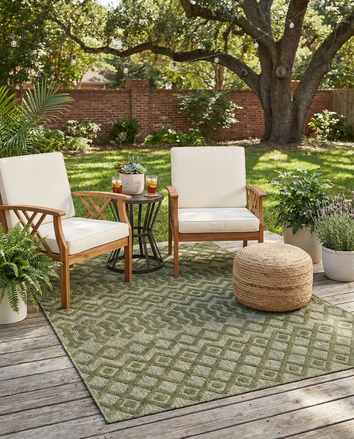 Garden Lattice Charm Collection Area Rug -  Pergola (Green) Rectangle Green  lifestyle 12