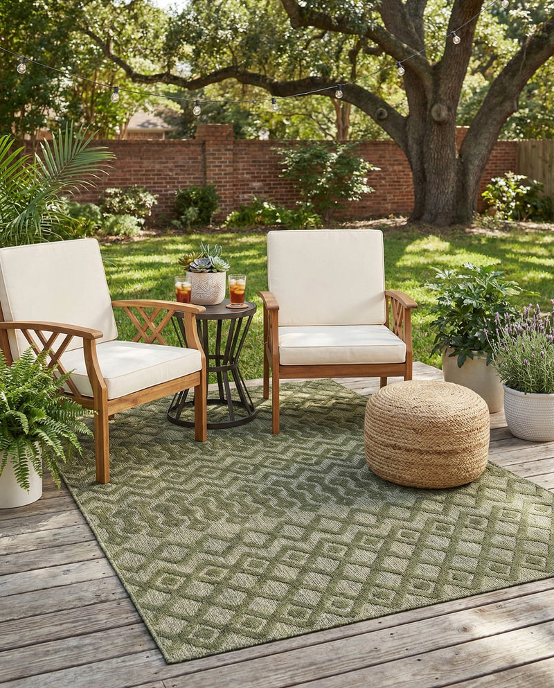 Garden Lattice Charm Collection Area Rug -  Pergola (Green) Rectangle Green  lifestyle 12