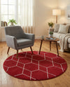 Trellis Mosaic Collection Area Rug - Arborville (Red) Round Red  lifestyle 37