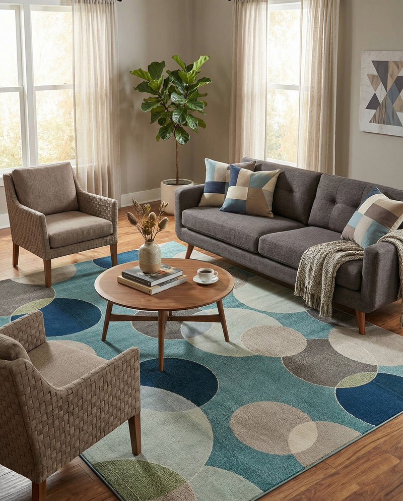 Chromatic Oasis Collection Area Rug -  Zephyr Rectangle Blue  lifestyle 33