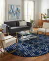Hollywood Luxe Collection Area Rug -  Beverly (Navy Blue Silver) Oval Navy Blue Silver  lifestyle 52