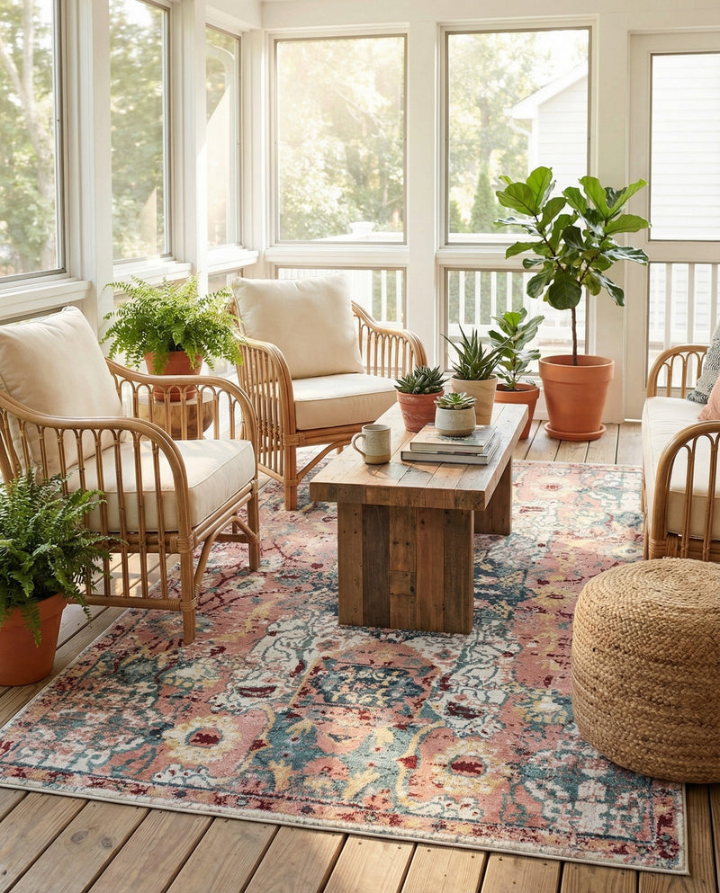 Savannah Elegance Collection Area Rug -  Azalea Rectangle Pink  lifestyle 44