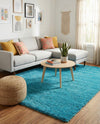 Solid Shag Seaside Collection Area Rug - Azure Cove (Turquoise) Rectangle Turquoise  lifestyle 3