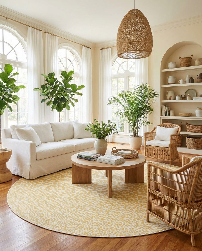 Urban Oasis Rugs Collection Area Rug -  Terrace (Yellow Ivory) Round Yellow Ivory  lifestyle 57