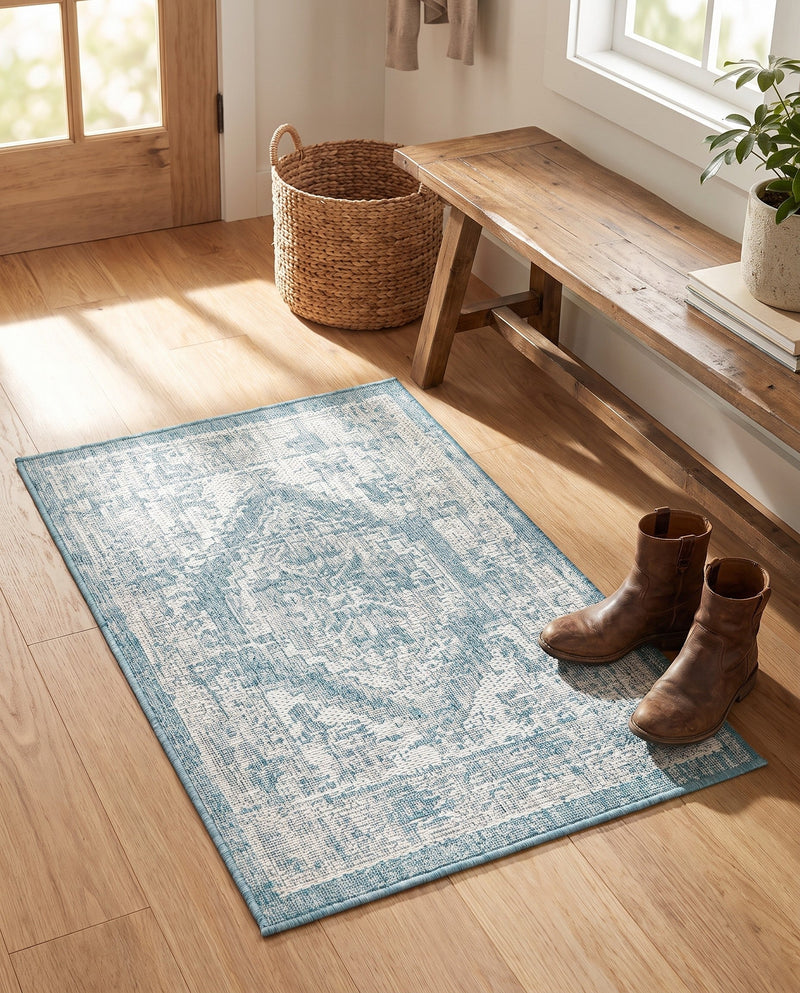 Patio Heritage Collection Area Rug -  Augusta (Aqua) Rectangle Aqua  lifestyle 40