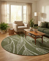 Seaside Blooms Collection Area Rug -  Evergreen (Green) Round Green  lifestyle 65