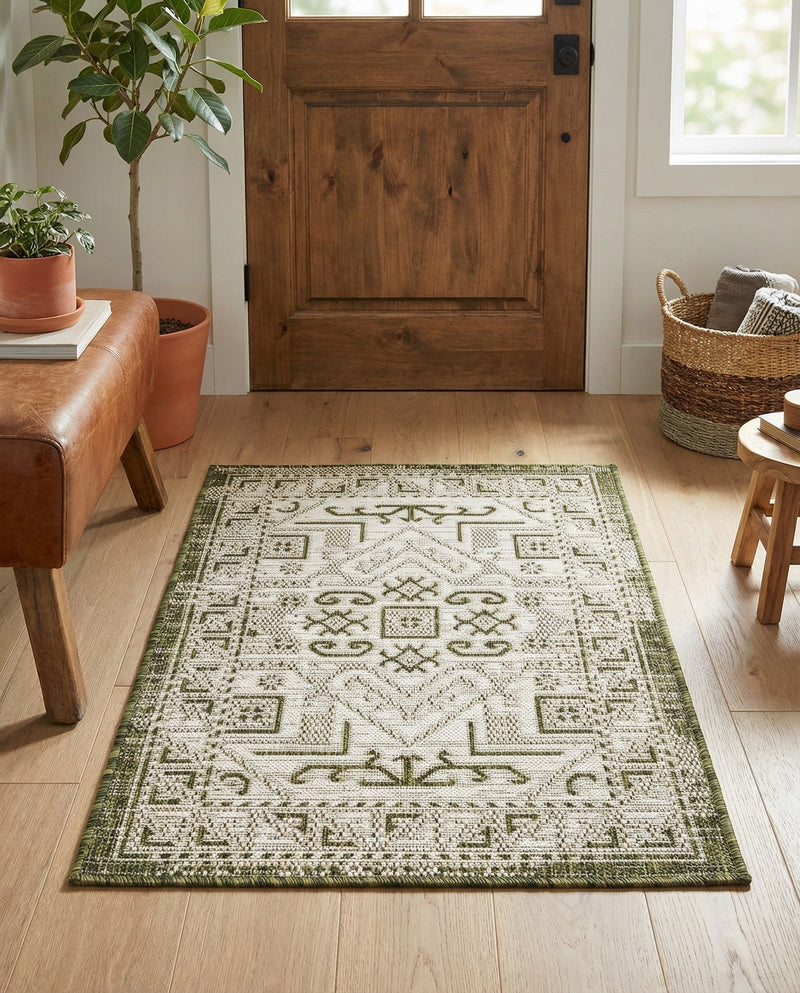 Tribal Terrace Treasures Collection Area Rug - Mayan Marina (Green) Rectangle Green  lifestyle 30