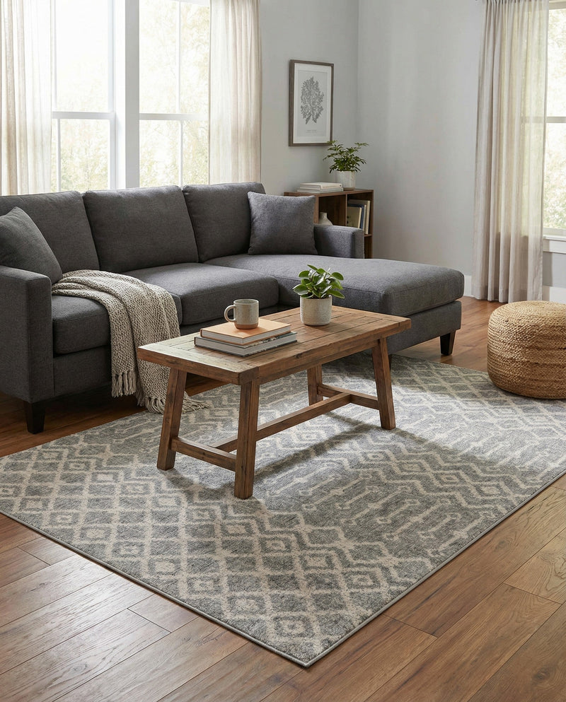 Geo Garden Lattice Collection Area Rug -  Andalusia Rectangle Gray  lifestyle 49