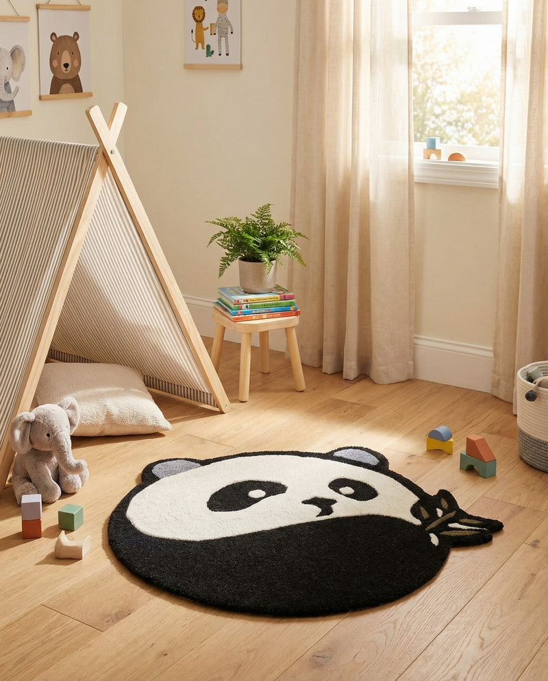 Whimsy Wonders Wool Collection Area Rug -  Summit Round Black and White  lifestyle 8