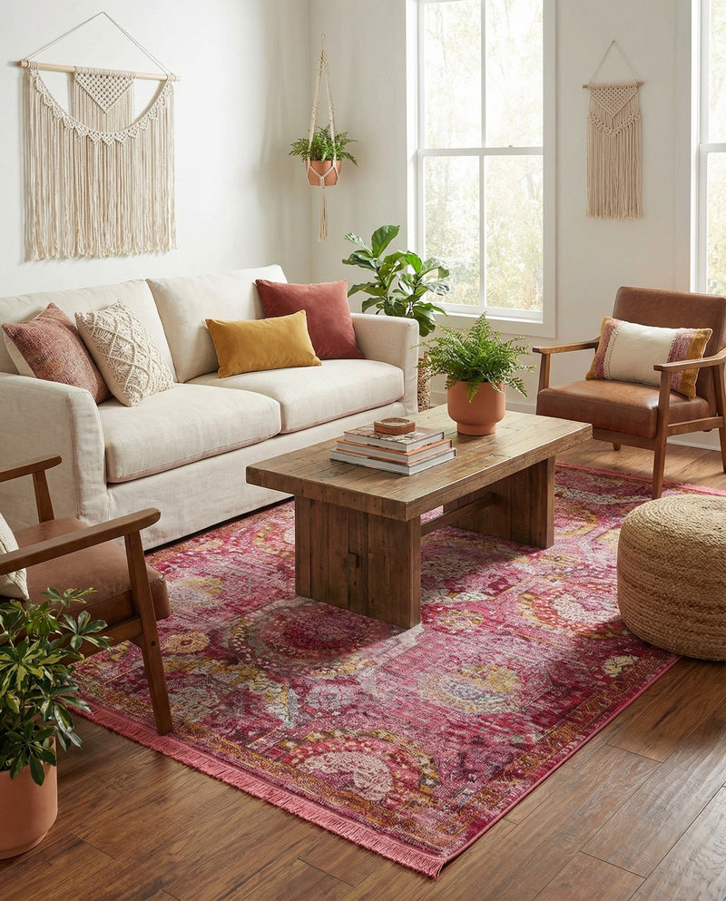 Caribbean Breeze Collection Area Rug -  Lucia Rectangle Pink  lifestyle 32