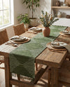 Thar Cotton Collection Area Rug - Jaisalmer (Green) Table Runner Green  lifestyle 57