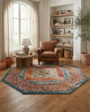 Savannah Soiree Collection Area Rug - Serengeti (Rust Red) Octagon Rust Red  lifestyle 54